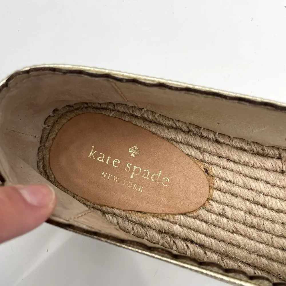KATE SPADE Gold Loranne Espadrille Slip Ons // 9.5